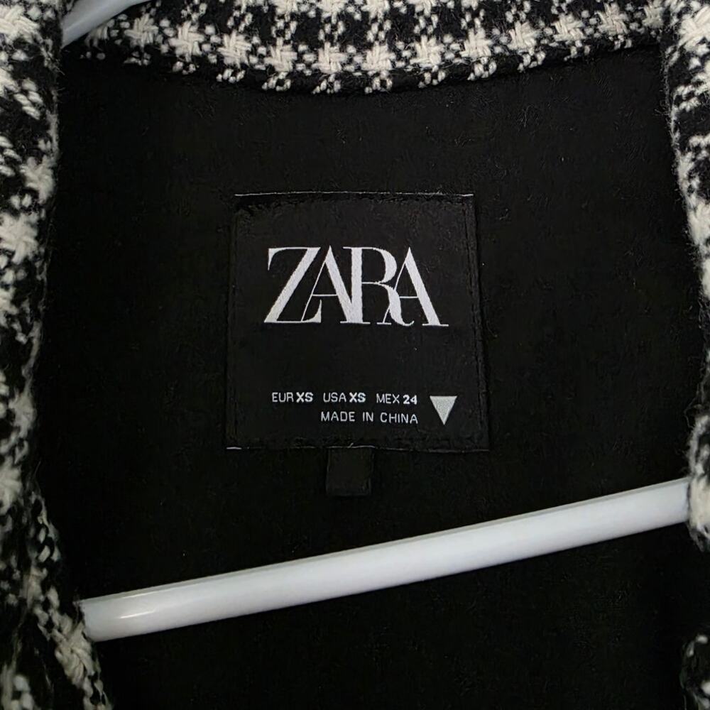 Zara Houndstooth Fringed Overshirt Barn Jacket Oversized Tweed Shacket 4391/737 - Picture 12 of 15